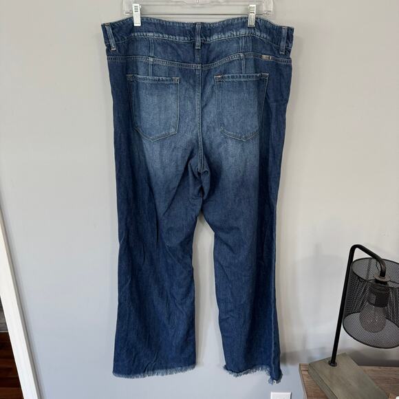 KanCan Distressed Dark Drape Ripped High Rise Wide Leg Jean Women's Plus Size 16 - Picture 3 of 7